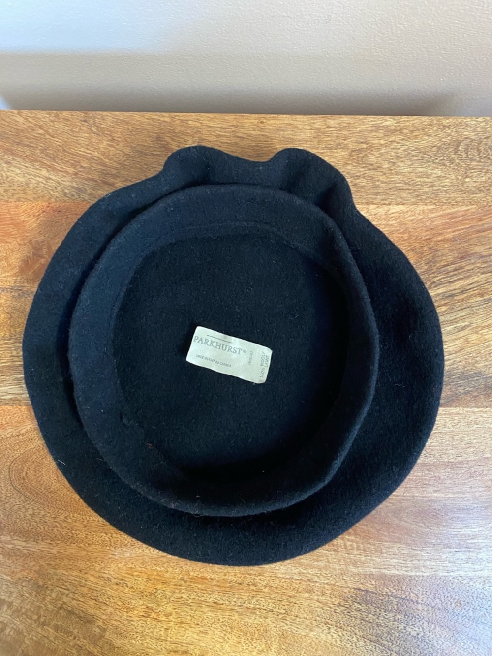 VTG 90’s Parkhurst Canada  Black Wool Beret Hat - Picture 6 of 10